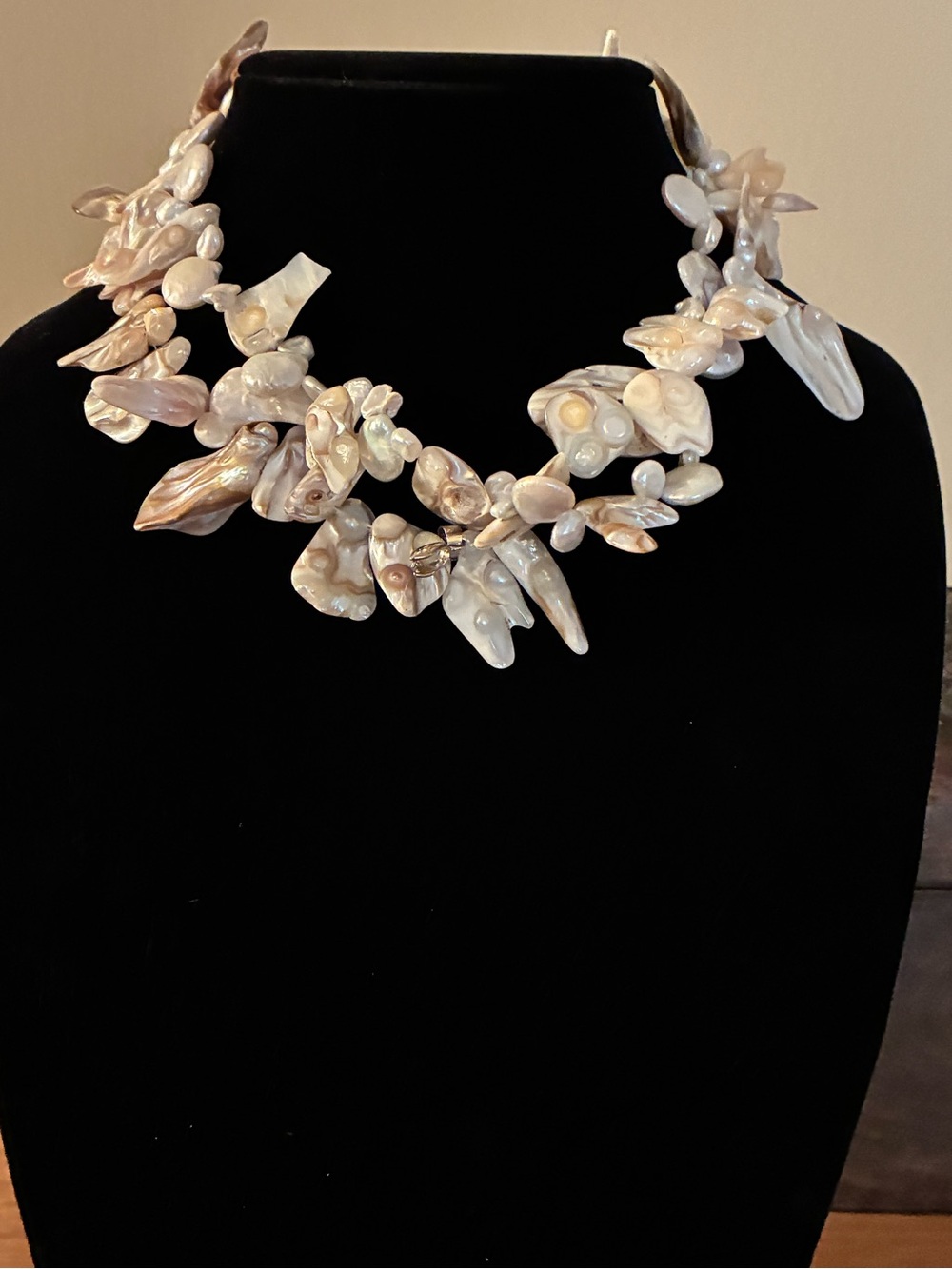 Charisse New York Iridescent Cream Freshwater Pearl Cluster Necklace